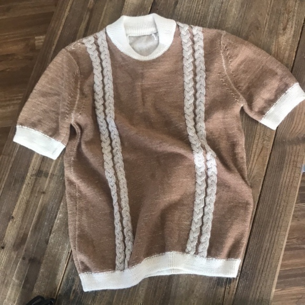 100% Baby Alpaca Short Sleeve Top Sweater Made in Peru Size M